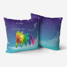 Charger l'image dans la galerie, Rainbow Pony Unicorn Premium Throw Pillow with Inspirational Words - ARTSY STYLE