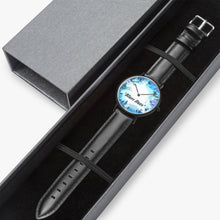 Charger l'image dans la galerie, "Blues Hues" : Ultra-Thin Leather Strap Quartz Watch (Black With Indicators)