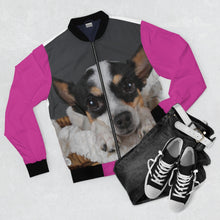Cargar imagen en el visor de la galería, Adorable Doggies on Pink Background Bomber Jacket - ARTSY STYLE