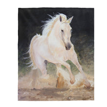 Charger l'image dans la galerie, "White Stallion" Fine Art Velveteen Plush Blanket - ARTSY STYLE