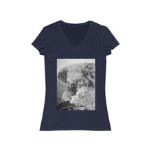 Charger l'image dans la galerie, Fine Art Mother and Joey Koala Painting - Women's Jersey Short Sleeve V-Neck Tee - ARTSY STYLE