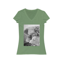 Charger l'image dans la galerie, Fine Art Mother and Joey Koala Painting - Women's Jersey Short Sleeve V-Neck Tee - ARTSY STYLE