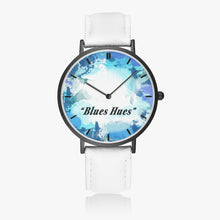 Charger l'image dans la galerie, "Blues Hues" : Ultra-Thin Leather Strap Quartz Watch (Black With Indicators)