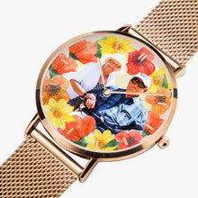 Charger l'image dans la galerie, Vacay Couple w Tropical flowers. Fashion Ultra-thin Stainless Steel Quartz Watch (With Indicators) - ARTSY STYLE
