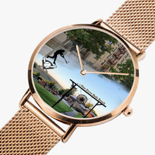 Charger l'image dans la galerie, Personalized Memorial Watch : Unisex Ultra-Slim (in silver, gold & black metal bands)