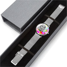 Load image into Gallery viewer, SAMPLE Baby image on colorful background. In 3 Sizes. Fashion Ultra-thin Stainless Steel Quartz Watch (With Indicators)