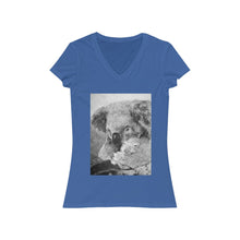 Charger l'image dans la galerie, Fine Art Mother and Joey Koala Painting - Women's Jersey Short Sleeve V-Neck Tee - ARTSY STYLE