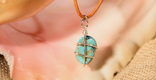 Charger l'image dans la galerie, Natural Stone on Leather Cord Necklace - turquoise, by CeeV - ARTSY STYLE