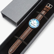 Cargar imagen en el visor de la galería, &quot;Blues Hues&quot; : Ultra-Thin Leather Strap Quartz Watch (Black With Indicators)
