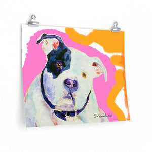 Dog Art Print White Bully, painting by Suzanne