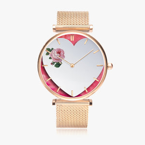 156. Watches of Love New Stylish Ultra-Thin Quartz Watch (With Indicators) Beveled Heart & Rose - ARTSY STYLE