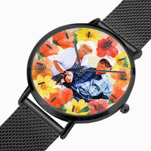Cargar imagen en el visor de la galería, Vacay Couple w Tropical flowers. Fashion Ultra-thin Stainless Steel Quartz Watch (With Indicators) - ARTSY STYLE
