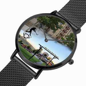 Personalized Memorial Watch : Unisex Ultra-Slim (in silver, gold & black metal bands)