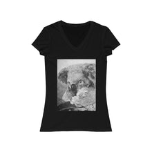 Charger l&#39;image dans la galerie, Fine Art Mother and Joey Koala Painting - Women&#39;s Jersey Short Sleeve V-Neck Tee - ARTSY STYLE
