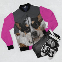 Cargar imagen en el visor de la galería, Adorable Doggies on Pink Background Bomber Jacket - ARTSY STYLE
