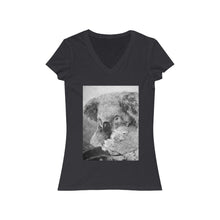 Load image into Gallery viewer, Fine Art Mother and Joey Koala Painting - Women&#39;s Jersey Short Sleeve V-Neck Tee - ARTSY STYLE
