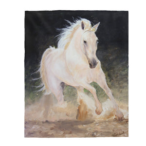 "White Stallion" Fine Art Velveteen Plush Blanket - ARTSY STYLE