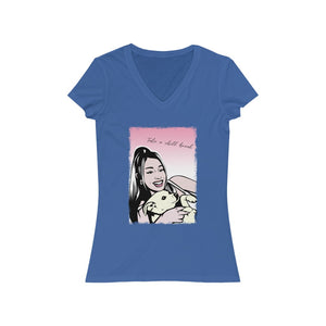 Ms. A. & pup: short sleeve v-neck Tee "Take a chill break" - ARTSY STYLE
