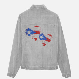 Denim Jackets featuring Bad Bunny w/ P.R. flag on reverse side