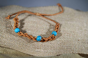 "Boyfriend Bracelet - Tan and Turquoise" by CeeV - ARTSY STYLE