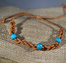Load image into Gallery viewer, &quot;Boyfriend Bracelet - Tan and Turquoise&quot; by CeeV - ARTSY STYLE
