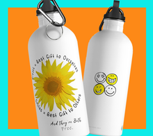 Charger l&#39;image dans la galerie, Uplifting Sunflower &amp; Smiles Stainless Steel Water Bottle - ARTSY STYLE
