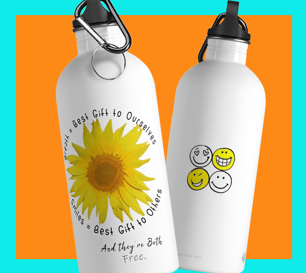 Uplifting Sunflower & Smiles Stainless Steel Water Bottle - ARTSY STYLE