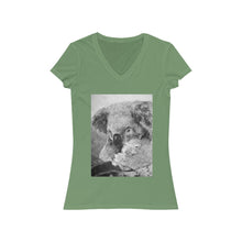Load image into Gallery viewer, Fine Art Mother and Joey Koala Painting - Women&#39;s Jersey Short Sleeve V-Neck Tee - ARTSY STYLE
