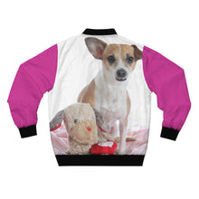 Load image into Gallery viewer, Adorable Doggies on Pink Background Bomber Jacket - ARTSY STYLE
