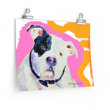 Load image into Gallery viewer, Dog Art Print White Bully, painting by Suzanne
