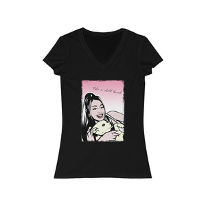 Ms. A. & pup: short sleeve v-neck Tee "Take a chill break" - ARTSY STYLE