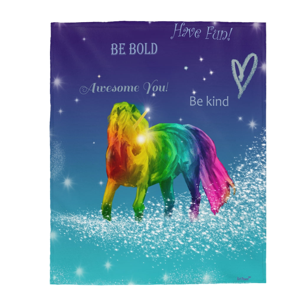Magical Rainbow Unicorn Velveteen Plush Blanket - ARTSY STYLE