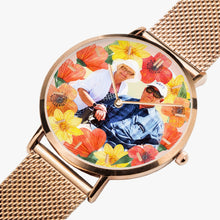 Load image into Gallery viewer, Vacay Couple w Tropical flowers. Fashion Ultra-thin Stainless Steel Quartz Watch (With Indicators) - ARTSY STYLE
