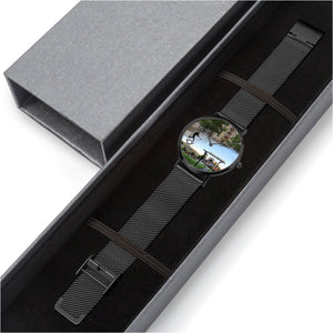 Personalized Memorial Watch : Unisex Ultra-Slim (in silver, gold & black metal bands)