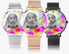 Charger l&#39;image dans la galerie, 170. Montres d&#39;amour Baby Rainbow - Montre à quartz en acier inoxydable ultra-mince (avec indicateurs)
